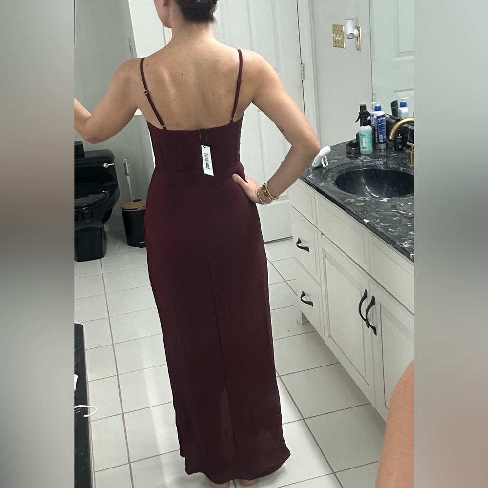 Showpo Asymmetrical Burgundy Dress - Picture 3 of 5